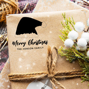 Tampon Auto-encreur Santa Clause Casquette Joyeux Noël Script Famille