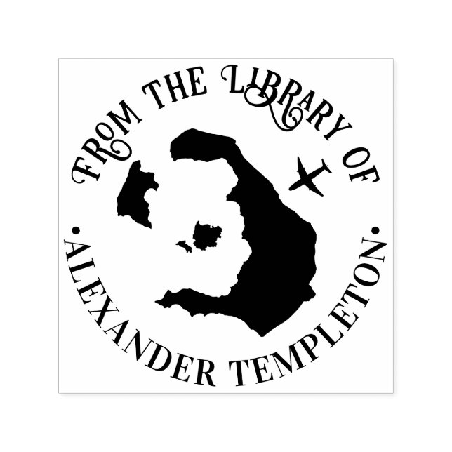 Tampon Auto-encreur Santorin Grèce Carte Plan Ronde Bibliothèque Nom d (Design)