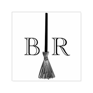 Tampon Auto-encreur Sauter le Balai Couple Mariage 2 Monogramme Initia