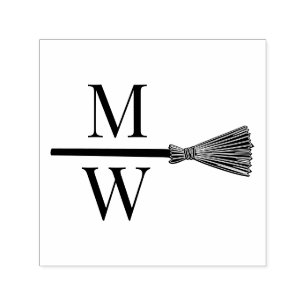 Tampon Auto-encreur Sauter le Balai D Couple Mariage 2 Monogramme Init