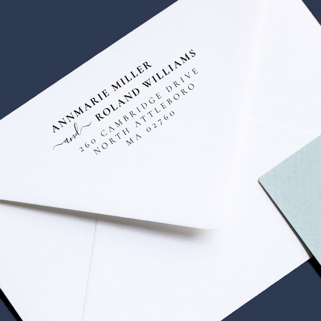 Tampon Auto-encreur Script Chic Deux Noms De Dernier Élégant Adresse D (Créateur téléchargé)