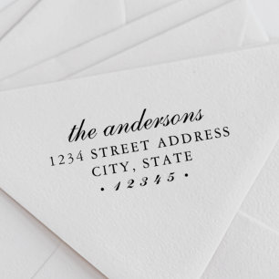 Tampon Auto-encreur Script classique Nom de famille Adresse de retour