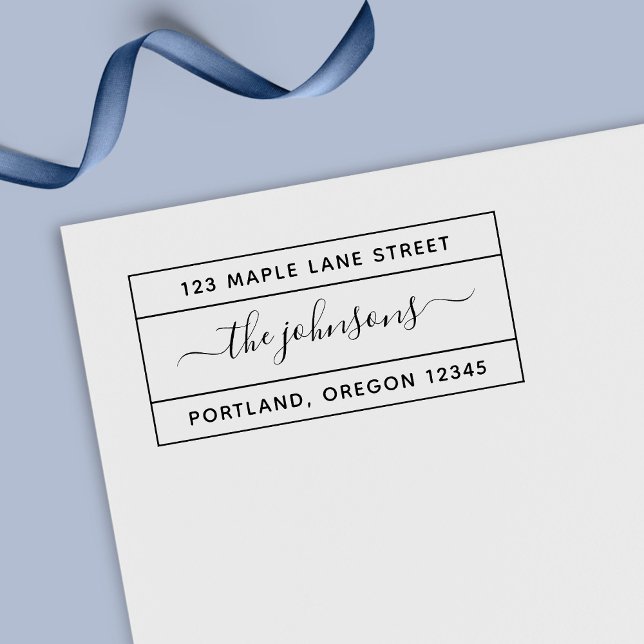 Tampon Auto-encreur Script de calligraphie frontière Adresse de retour (Créateur téléchargé)