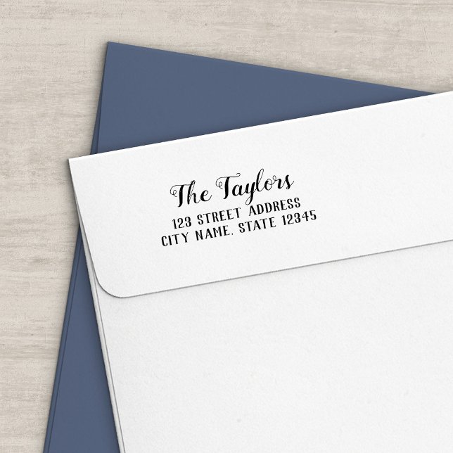 Tampon Auto-encreur Script élégant Nom de famille Adresse de retour (Créateur téléchargé)