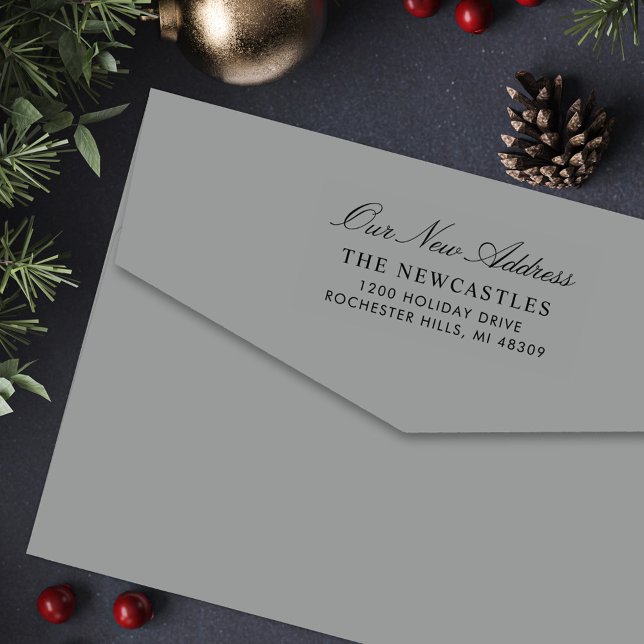 Tampon Auto-encreur Script élégant Notre nouvelle adresse de retour (Créateur téléchargé)