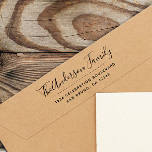 Tampon Auto-encreur Script Fuchsia Adresse de retour de la calligrap