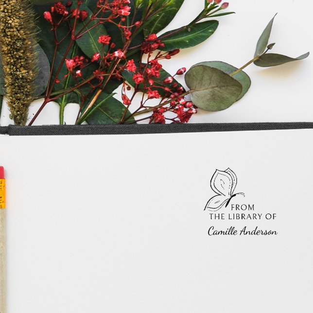 Tampon Auto-encreur Script moderne Livre de bibliothèque personnalisée (Créateur téléchargé)