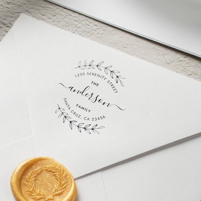 Tampon Auto-encreur Script moderne Nom de famille et adresse de retour (Digital mockup of one of our best-sellers!)