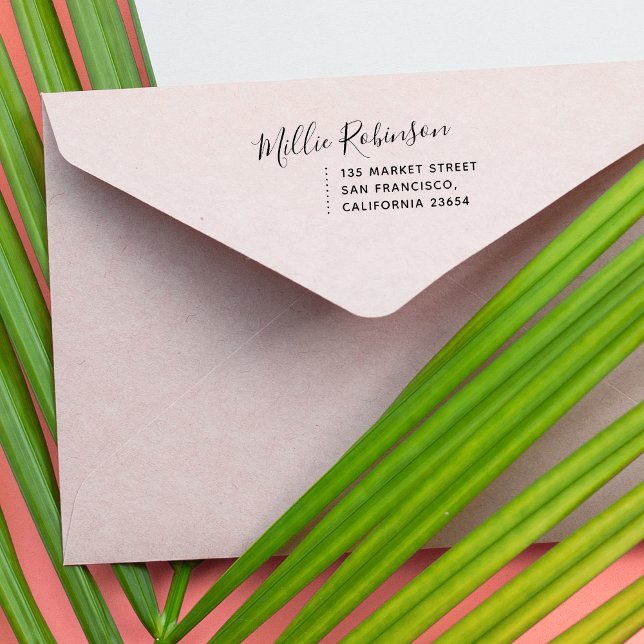 Tampon Auto-encreur Script moderne | Nom et adresse de retour personna (Créateur téléchargé)