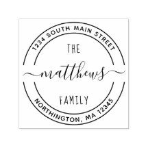 Script Nom de famille 8 Round Adresse de retour pe