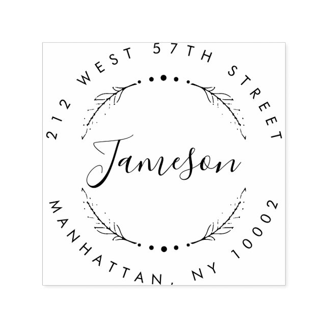 Tampon Auto-encreur Script personnalisé et nom de famille Adresse de r (Design)