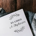 Tampon Auto-encreur Script rustique Botanique Feuilles Ex Libris Bookp<br><div class="desc">Script rustique Feuilles botaniques Ex Libris Bookplate Self-inking Stamp.</div>