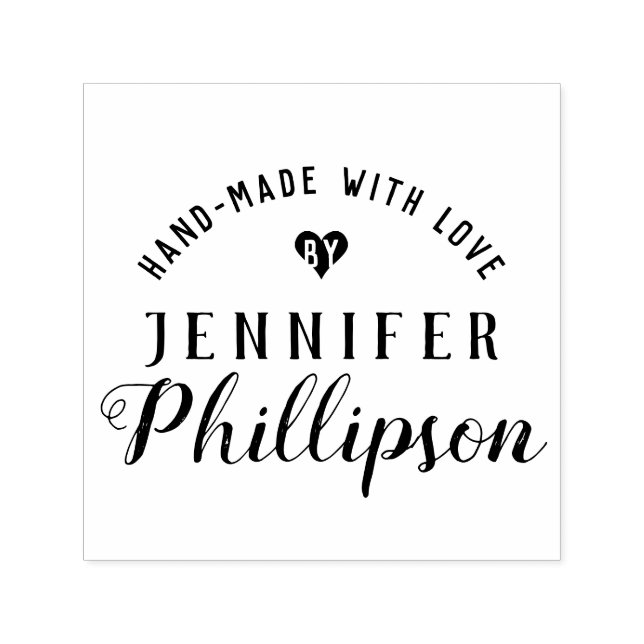 Tampon Auto-encreur Script Rustique Signature "Fabriqué À La Main Avec (Design)