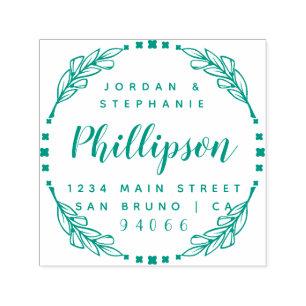 Tampon Auto-encreur Script rustique tiré à la main Marié Couple Retour