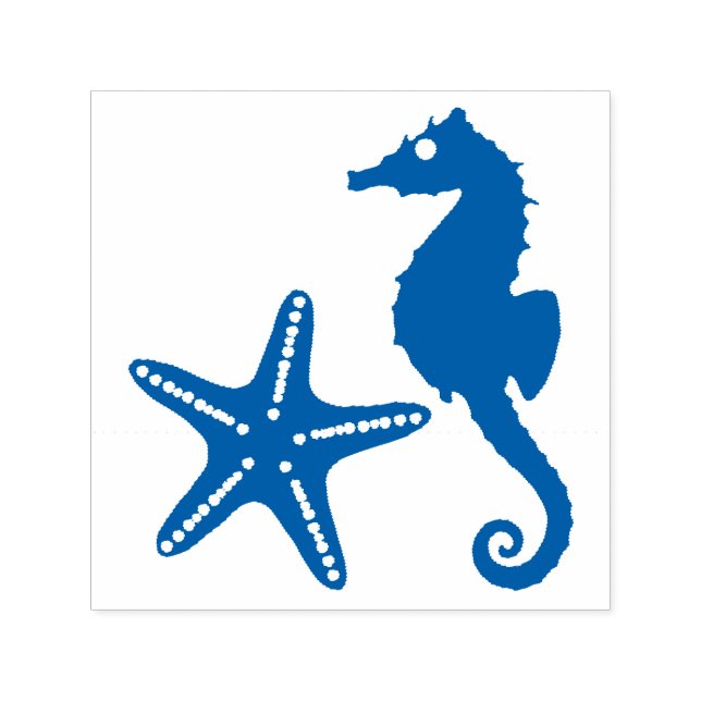 Tampon Auto-encreur Seahorse & Star Fish Silhouette (Design)