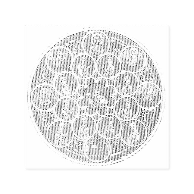 Tampon Auto-encreur Sept vertus et Jésus-Christ (Design)