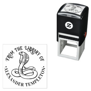 Tampon Auto-encreur Serpent Cobra Venimeux Nom du livre de la biblioth