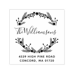 Tampon Auto-encreur Serre de Noël Rustique Nom personnalisé Adresse 