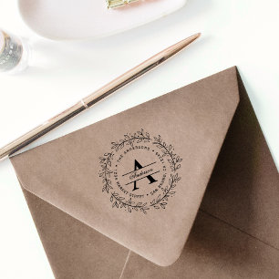 Tampon Auto-encreur Serre Fuchsia dessinée à la main Adresse de reto