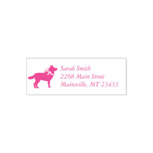 Tampon Auto-encreur Sibérie Husky Baby shower Chien Chien Chiot rose C
