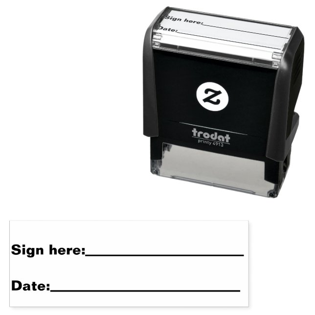 Tampon Auto-encreur Sign Here and Date (Bold Font) & Lines to Write on (En situation)