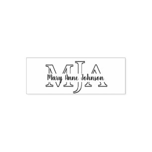 Tampon Auto-encreur Signature de script Monogramme Élégant 3Lettre