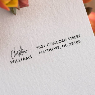 Tampon Auto-encreur Signature Monogramme manuscrit Script Blu rose