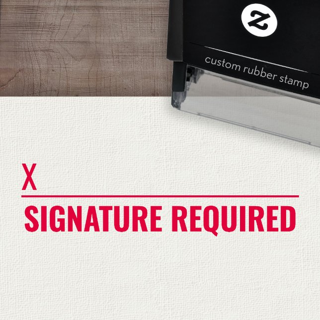 Tampon Auto-encreur Signature requise avec la ligne de signature x - G (Custom Teacher Stamp - Self Inking Rubber Stamp)
