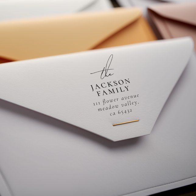 Tampon Auto-encreur Signature Script "The" Nom de famille Adresse de r (Créateur téléchargé)