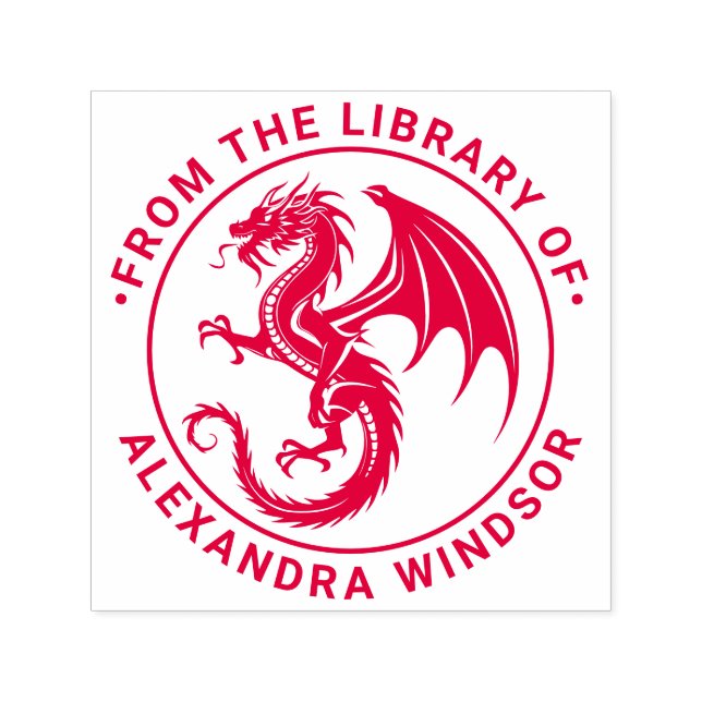 Tampon Auto-encreur Silhouette de dragon mystique #6 Nom du livre de b (Design)