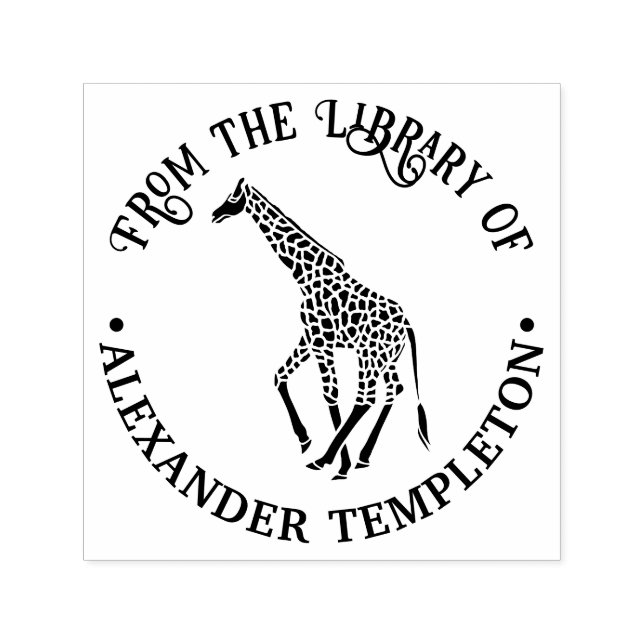 Tampon Auto-encreur Silhouette de Giraffe tachetée Nom du livre (Design)