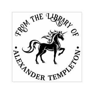 Tampon Auto-encreur Silhouette de licorne mythique #2 Nom du livre de