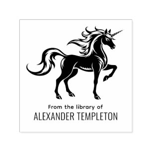 Tampon Auto-encreur * Silhouette de licorne mythique Nom du livre de b