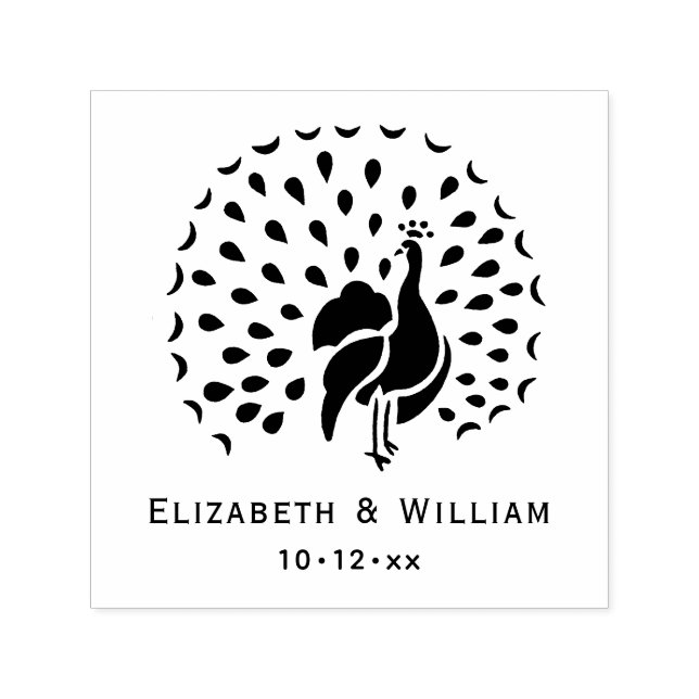 Tampon Auto-encreur Silhouette de paon #1 Couple de mariés (Design)