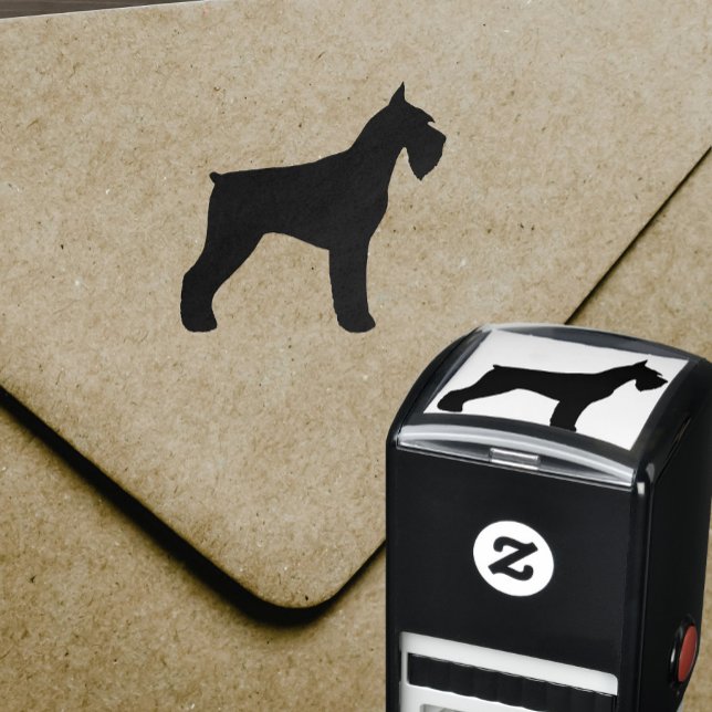 Tampon Auto-encreur Silhouette de race de chien Schnauzer géant (Créateur téléchargé)