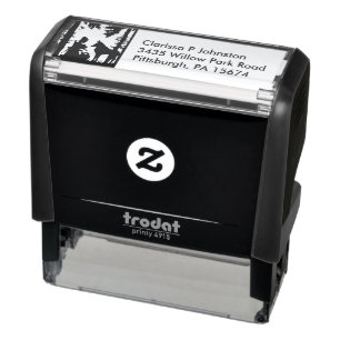 Tampon Auto-encreur Silhouette Riding Hood Trees Bois Oiseau Wolf