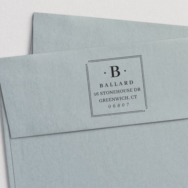 Tampon Auto-encreur Simple Classic Carré Monogramme Adresse de retour (Créateur téléchargé)