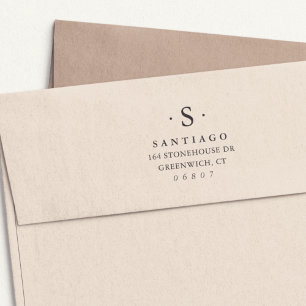 Tampon Auto-encreur Simple Classic Monogramme Adresse de retour