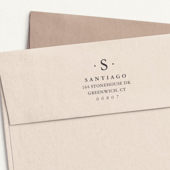 Tampon Auto-encreur Simple Classic Monogramme Adresse de retour (Créateur téléchargé)