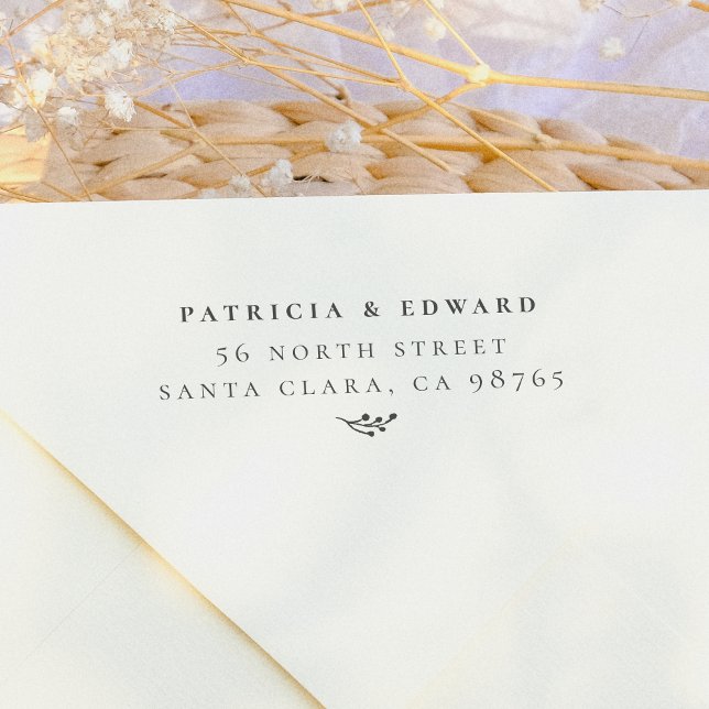 Tampon Auto-encreur Simple Couples Names & Rustic Sprig Adresse de ret (Créateur téléchargé)