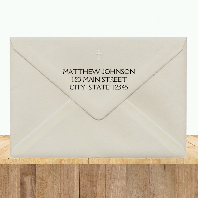 Tampon Auto-encreur Simple Croix Noire Nom Adresse (Simple Black Cross Name Address Self-inking Stamp
)