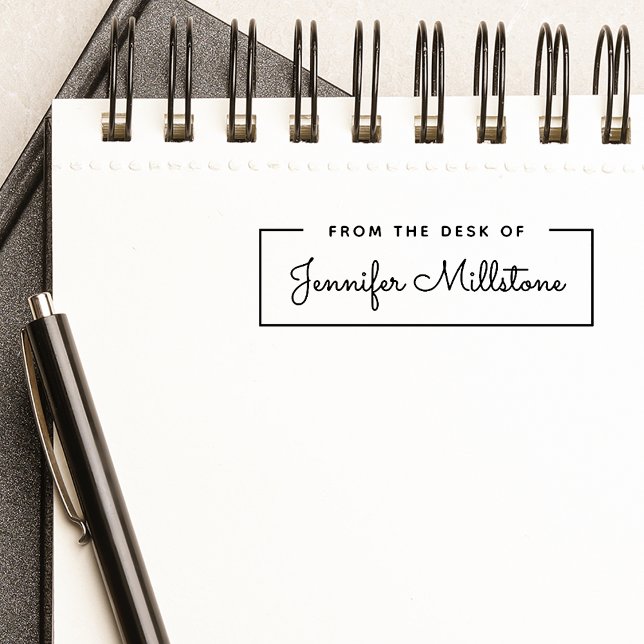 Tampon Auto-encreur Simple De la part de Nom du script (Simple From the Desk of Script Name Self-inking Stamp)