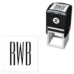 Tampon Auto-encreur Simple Élégant Monogramme de 3 Lettres Initiales #