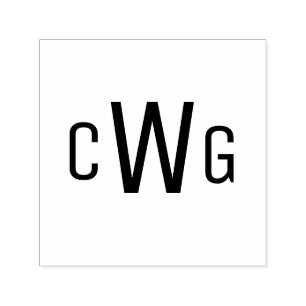Tampon Auto-encreur Simple Élégant Monogramme de 3 Lettres Initiales #