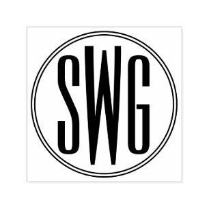 Tampon Auto-encreur Simple Élégant Monogramme de 3 Lettres Initiales #