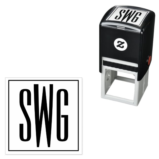 Tampon Auto-encreur Simple Élégant Monogramme de 3 Lettres Initiales # (En situation)