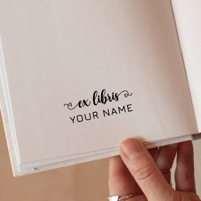 Tampon Auto-encreur Simple élégante typographie personnalisée Ex libri (Créateur téléchargé)