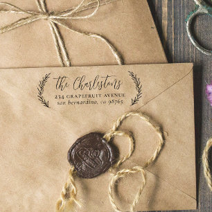 Tampon Auto-encreur Simple Feuille Calligraphie Famille Adresse de ret