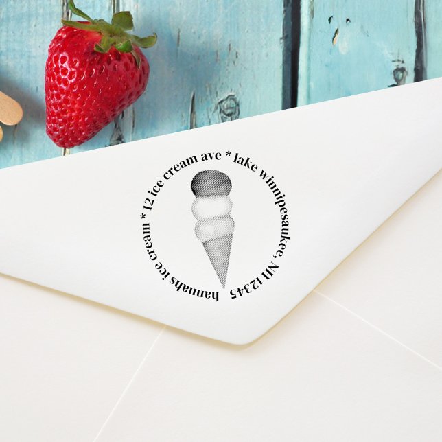 Tampon Auto-encreur Simple Ice Cream Cone Adresse de retour (Whimsical cute ice cream cone business return address stamp.)