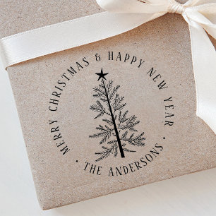 Tampon Auto-encreur Simple Joyeux Noël Rond Adresse de Retour